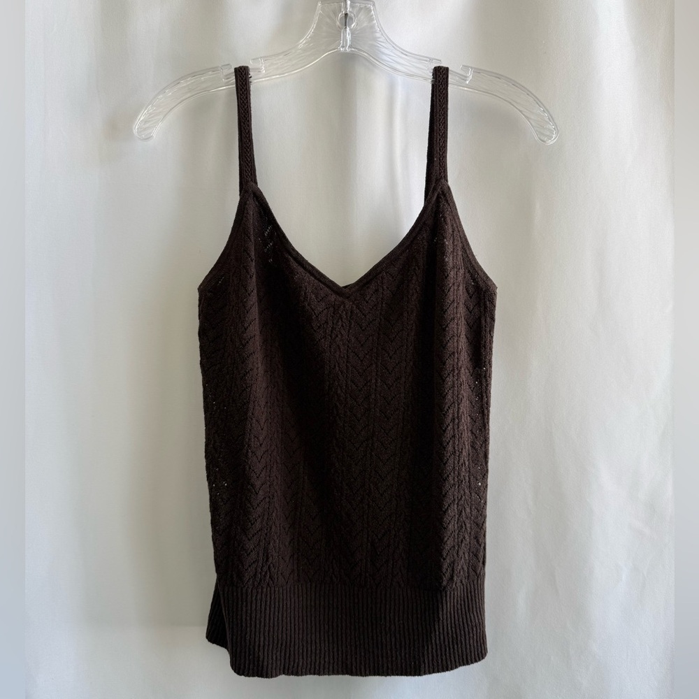 Women’s Brown Knit V-Neck Tank Top